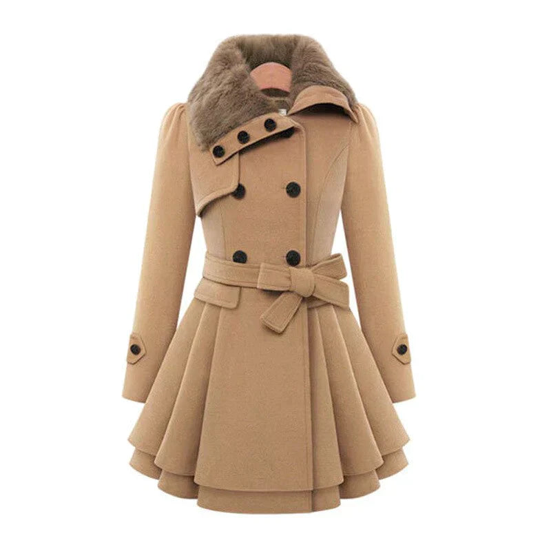 Women's Stylish High-Quality Fabric Winter Jacket with Fur Lining