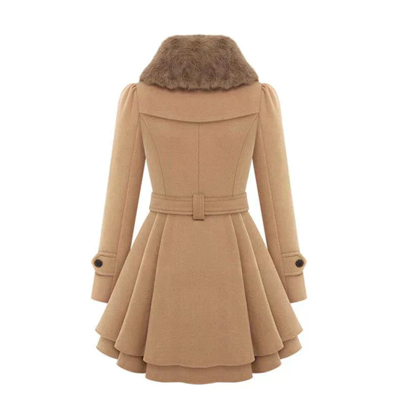 Women's Stylish High-Quality Fabric Winter Jacket with Fur Lining