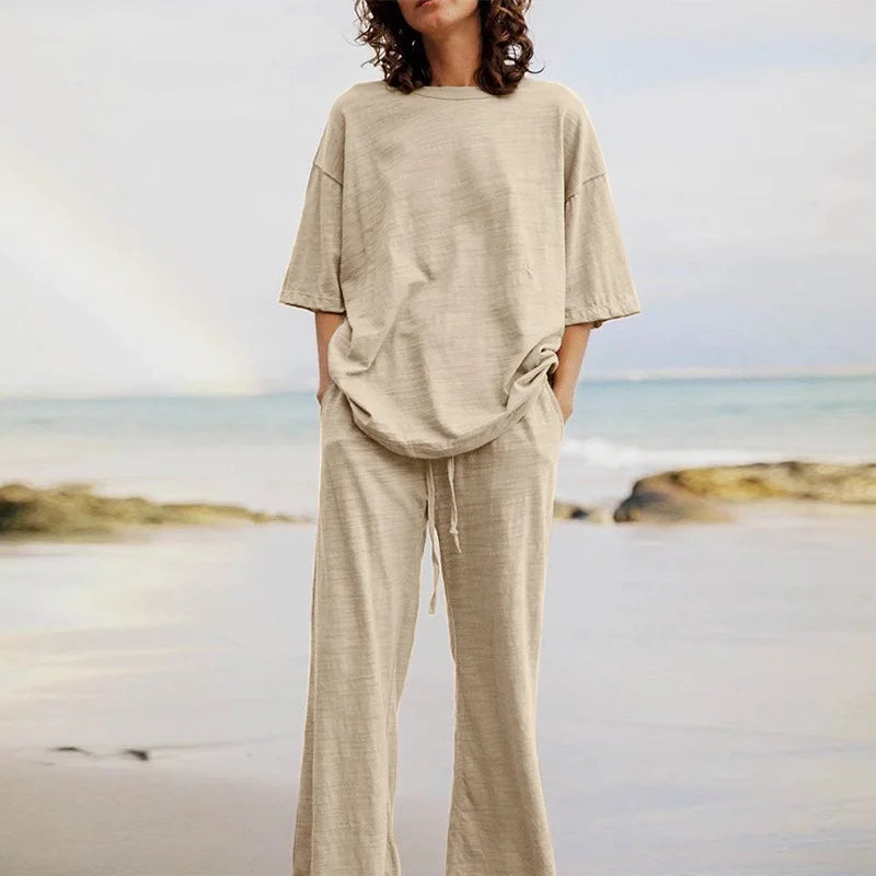 Variant image for Women's Elegant Cotton Loungewear Set with Casual Bag Design-25
