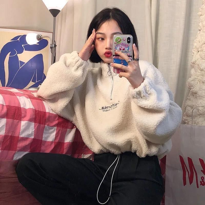 Women's Cozy Acrylic Sweater with Ribbed Cuffs