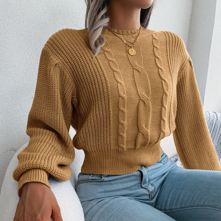Variant image for Women's Stylish Soft Sweater with Braided Accents-1