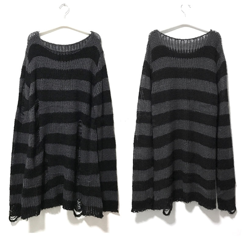 Women's Chic Loose-Fitting Sweater with Trendy Cutouts