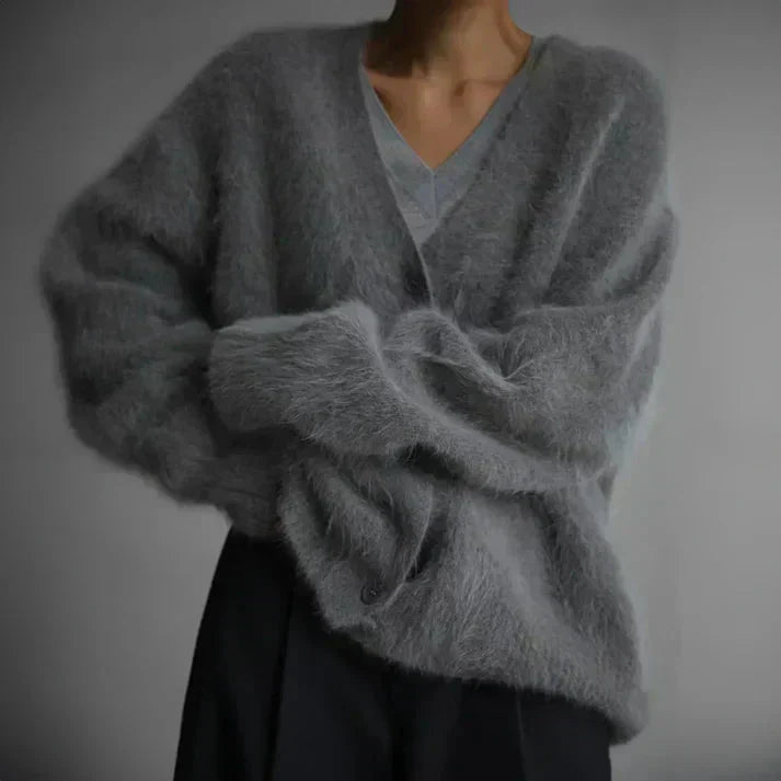 Women's Elegant Vegan Cashmere Sweater with V Collar