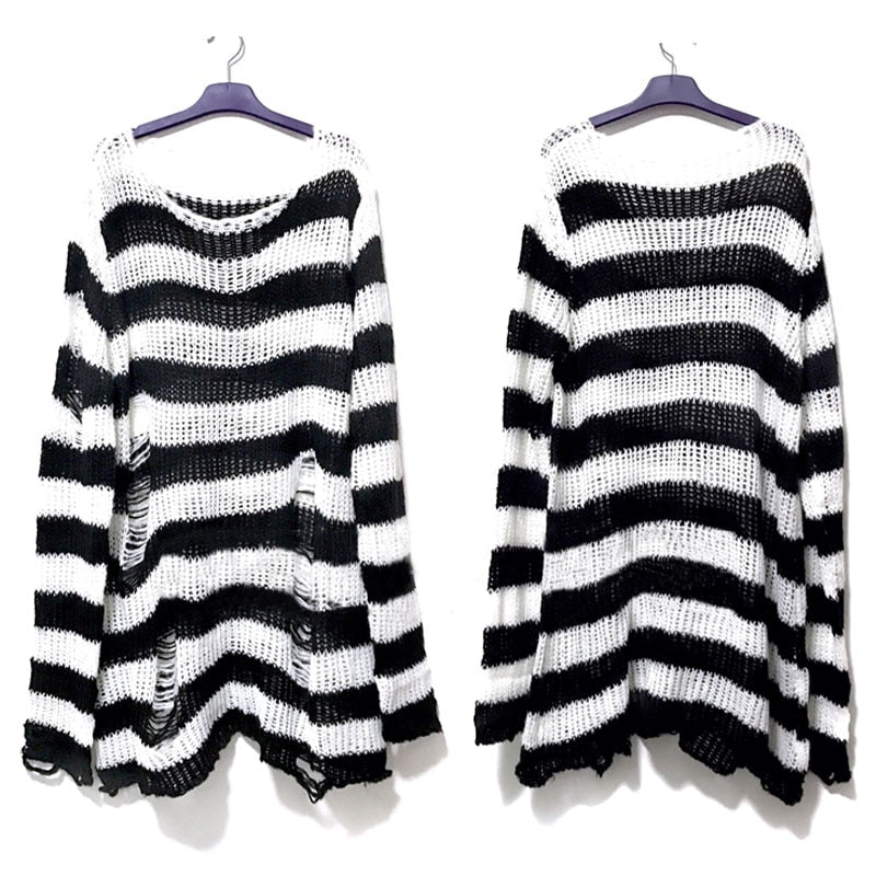 Variant image for Women's Chic Loose-Fitting Sweater with Trendy Cutouts-1
