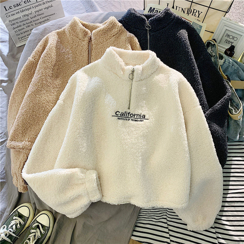 Women's Cozy Acrylic Sweater with Ribbed Cuffs