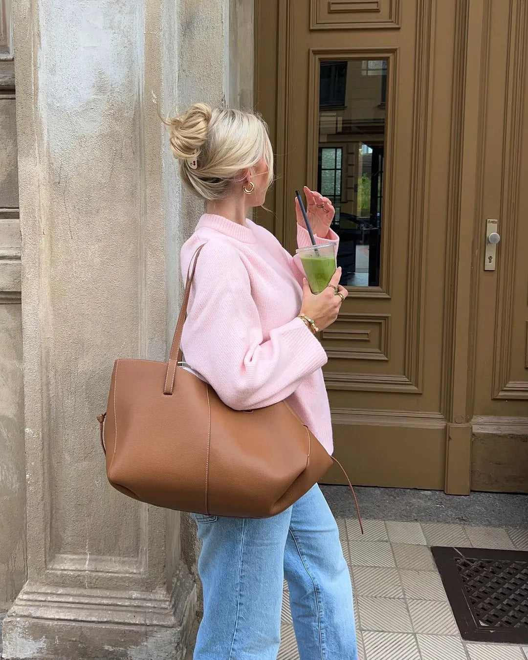 Women's Oversized Soft Knit Sweater with O-Neck Design