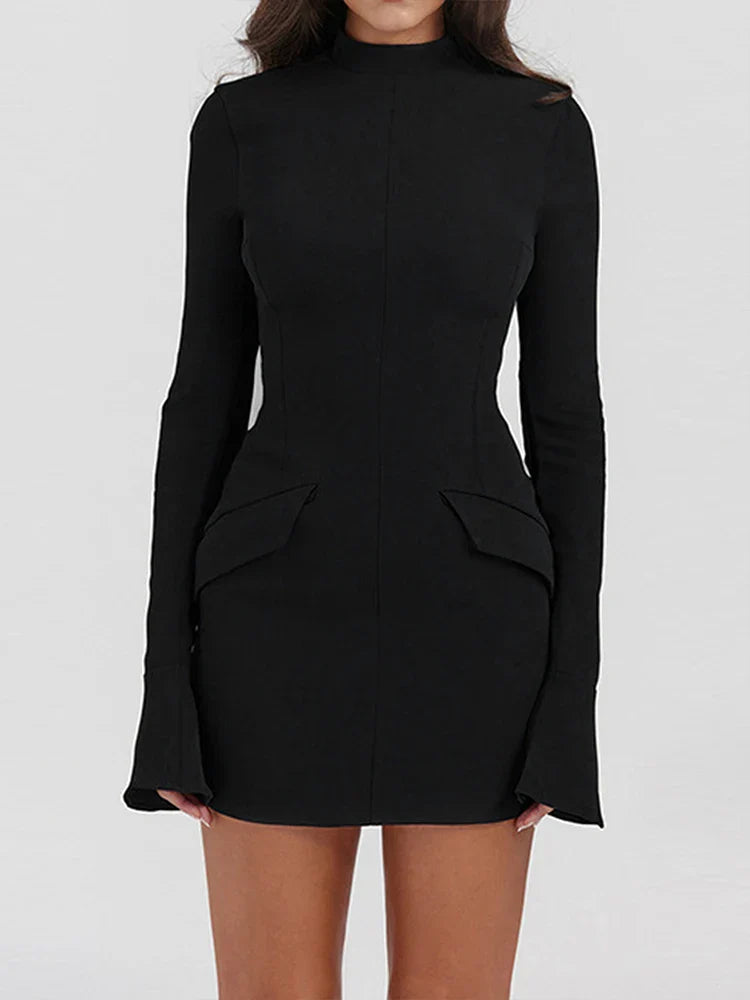 Women's Elegant Polyester Mini Dress with Flattering Fit