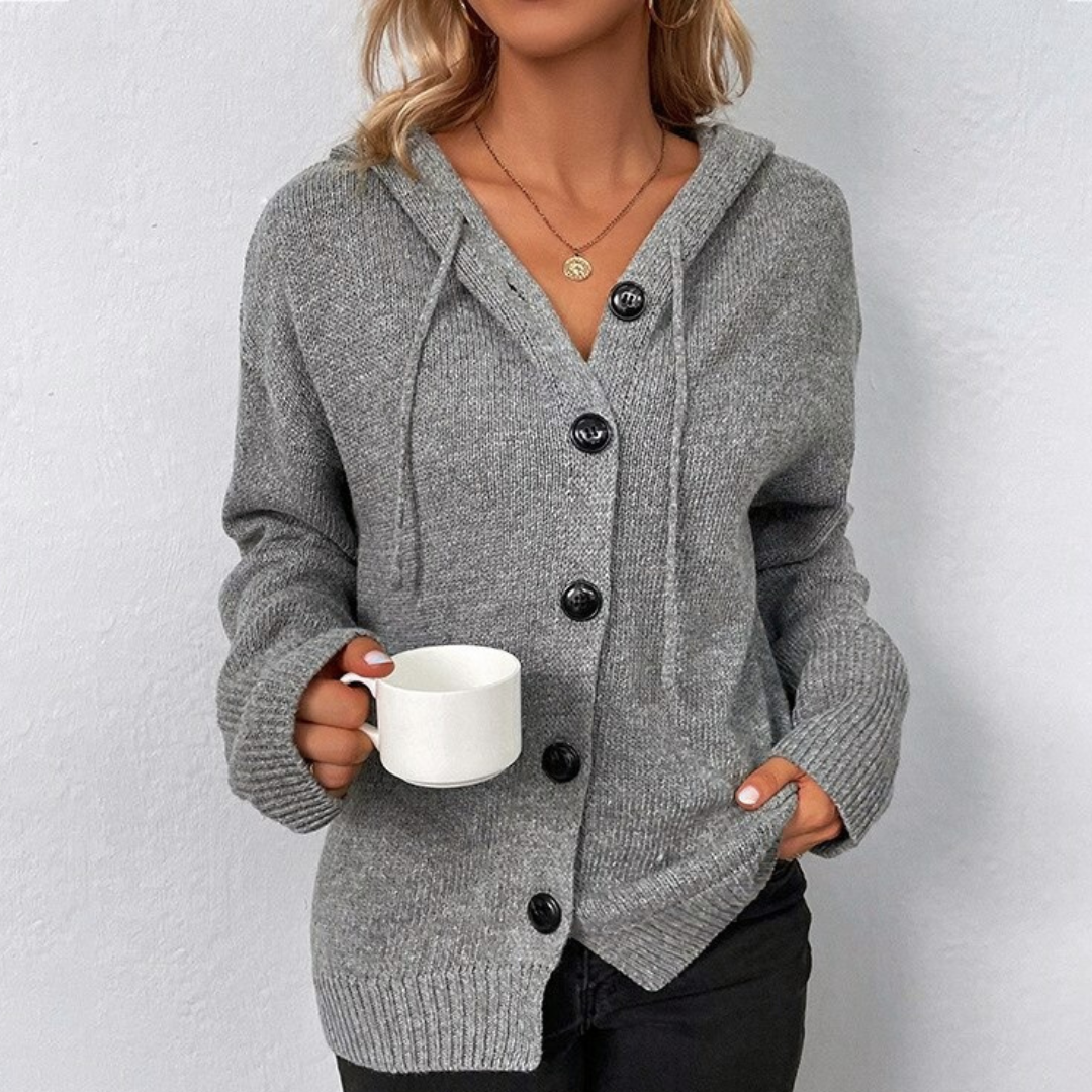 Women's Cozy Knit Cardigan Sweater with Button Closure