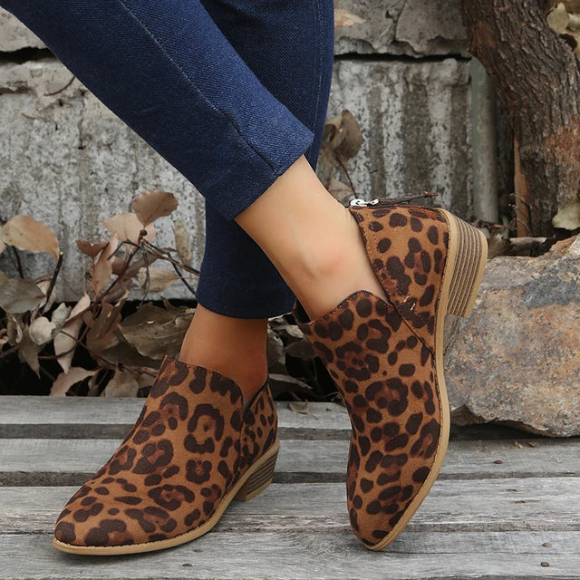 Women's Stylish Suede Ankle Boots with Western Charm