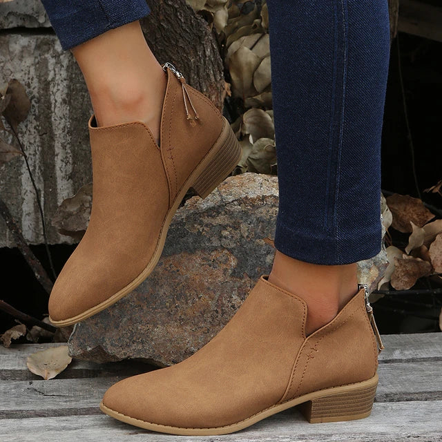 Variant image for Women's Stylish Suede Ankle Boots with Western Charm-1
