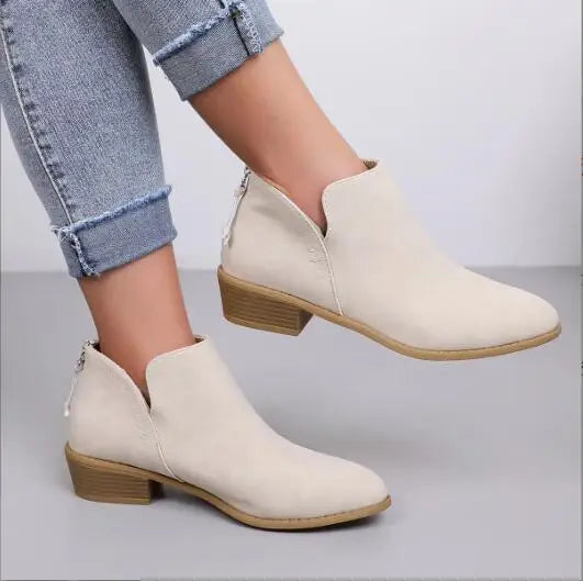Women's Stylish Suede Ankle Boots with Western Charm