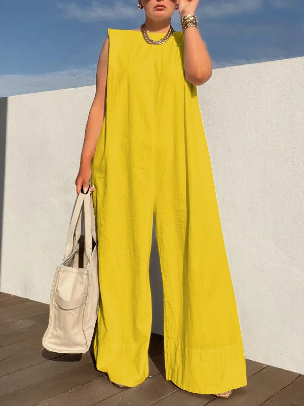 Variant image for Women's Elegant Wide-Leg Jumpsuit with Sleeveless Design-21