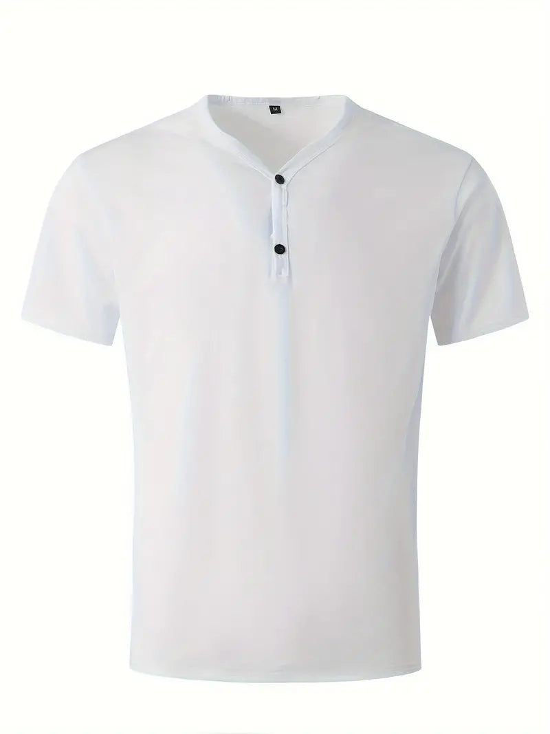 Men's Comfortable Cotton T-Shirt with V-Neck Design
