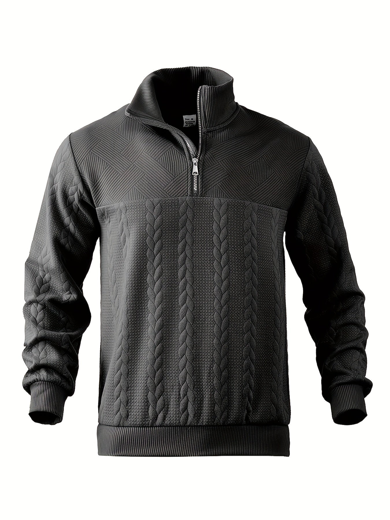 Men's Vintage Casual High Sweater with Stand-Up Collar and Zipper