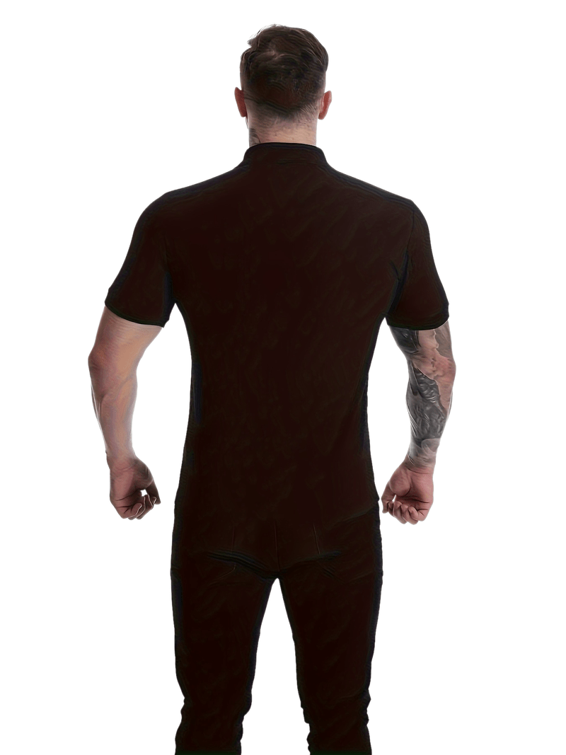 Men's Stylish Ribbed Shirt with Slim Fit Design