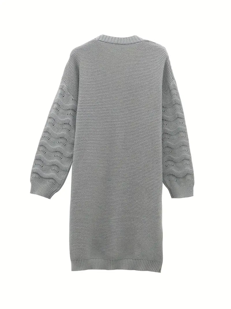 Women’s Classic Long Gray Knitted Cardigan | Perfect for All Seasons