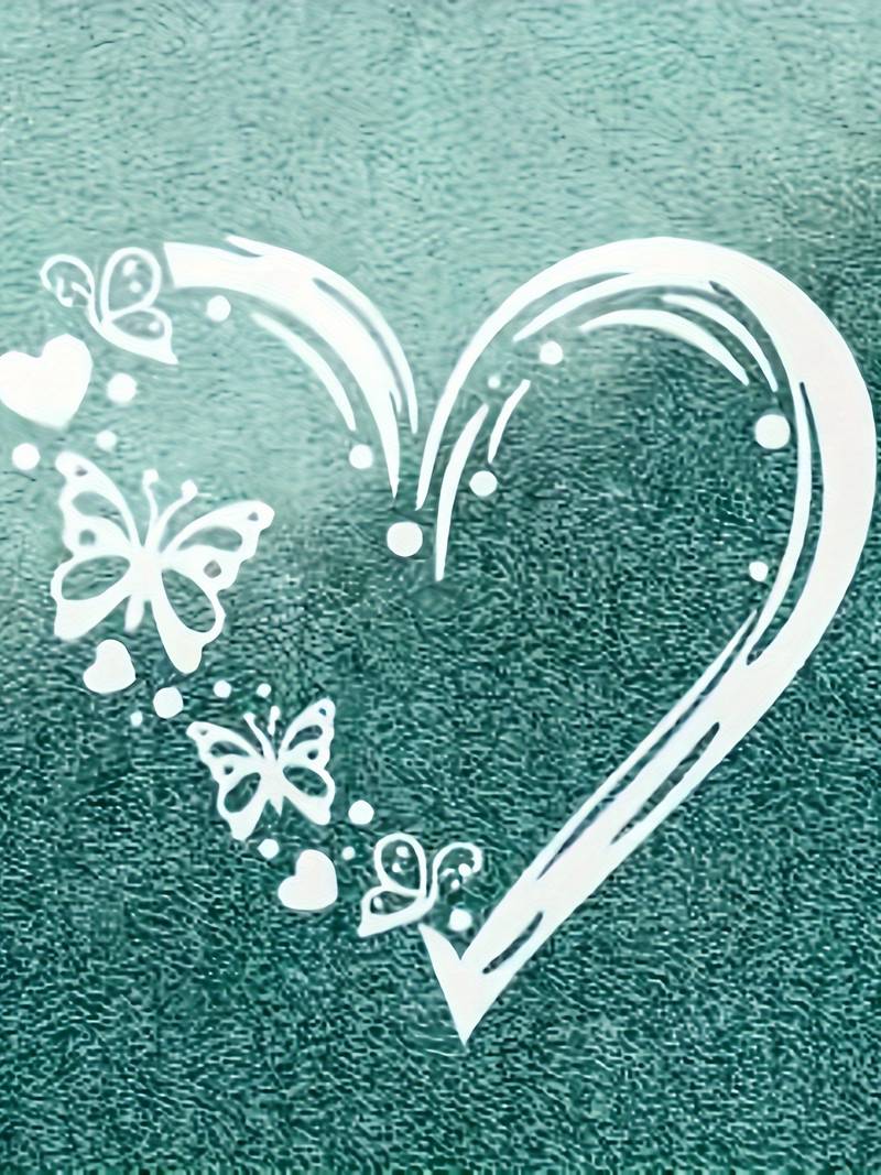 Women's Casual Cotton T-Shirt with Butterfly Heart Print