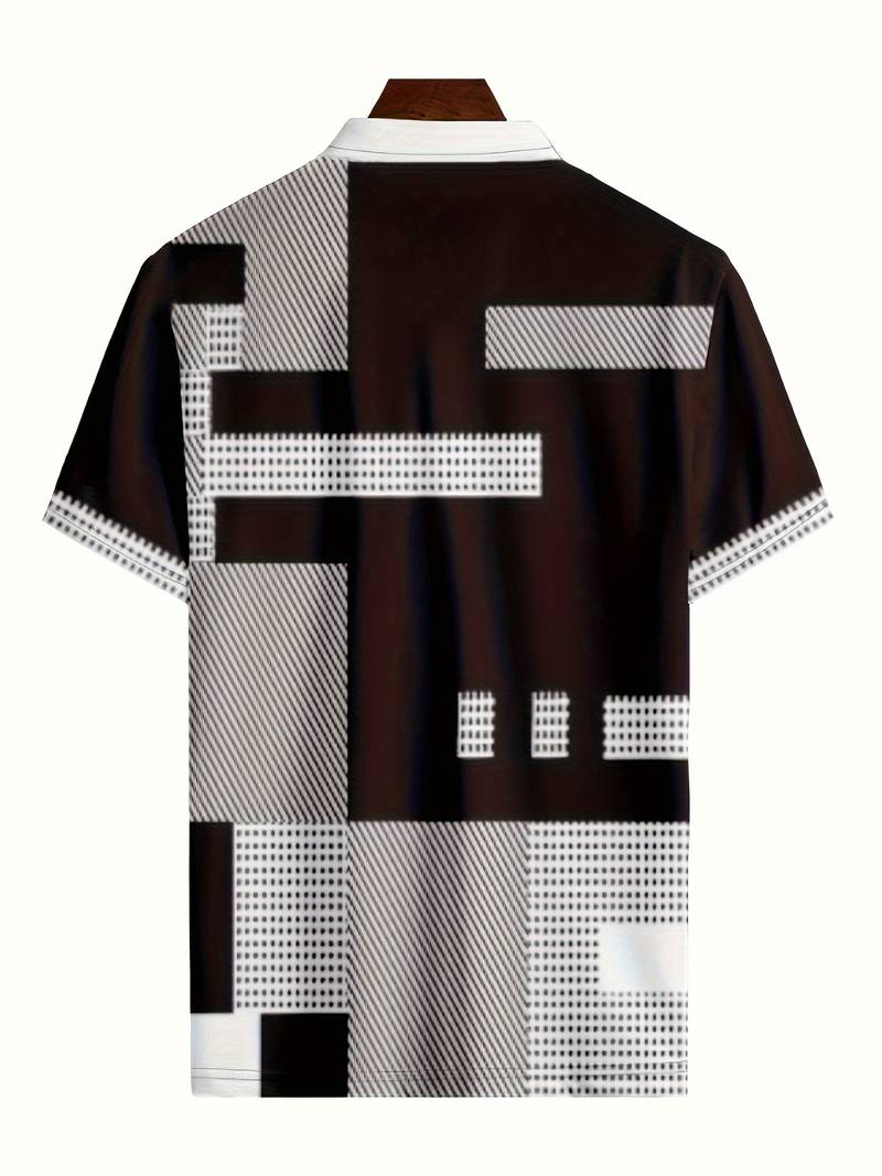 Men's Comfortable Knitted Shirt with Retro Color Block Design
