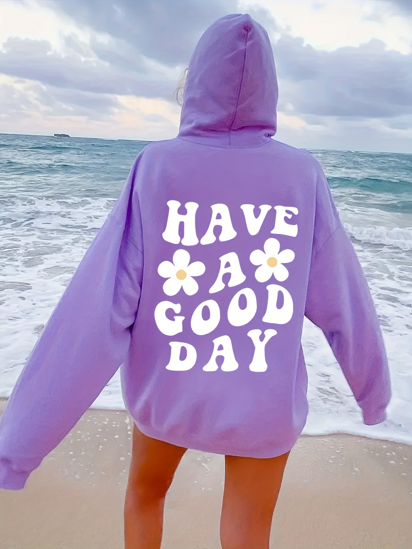 Variant image for Women's Casual Cotton Oversized Sweatshirt with Inspirational Print-11