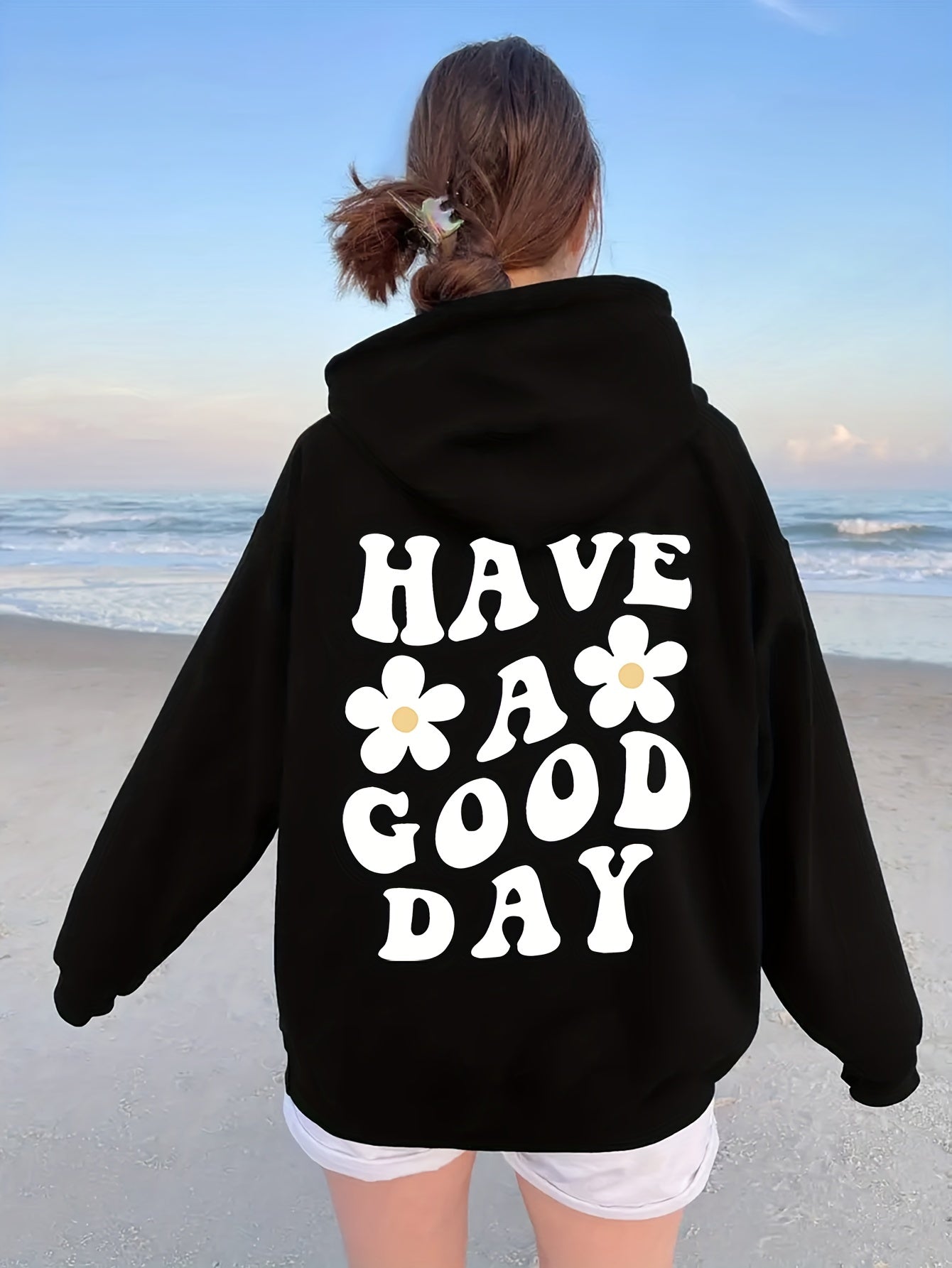 Variant image for Women's Casual Cotton Oversized Sweatshirt with Inspirational Print-1