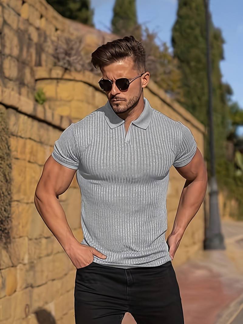 Variant image for Men's Stylish Ribbed Shirt with Slim Fit Design-41