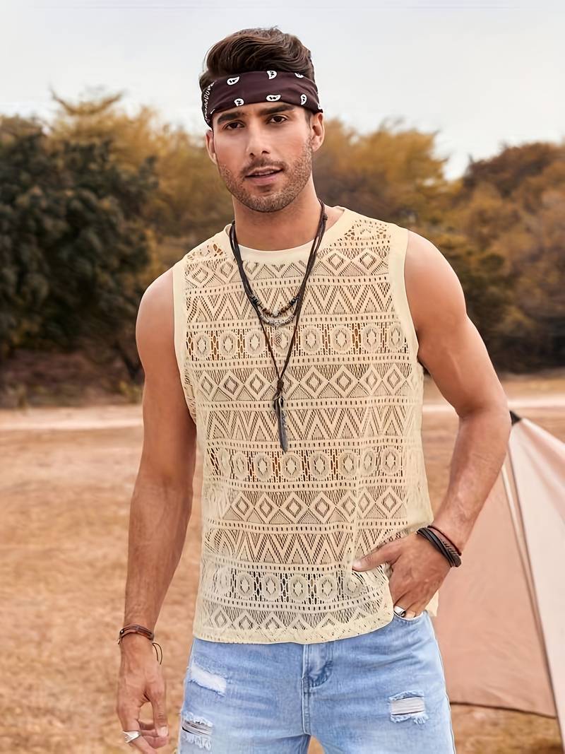 Variant image for Women's Ethnic Inspired Comfortable Tank Top with Hollowed-Out Design-17