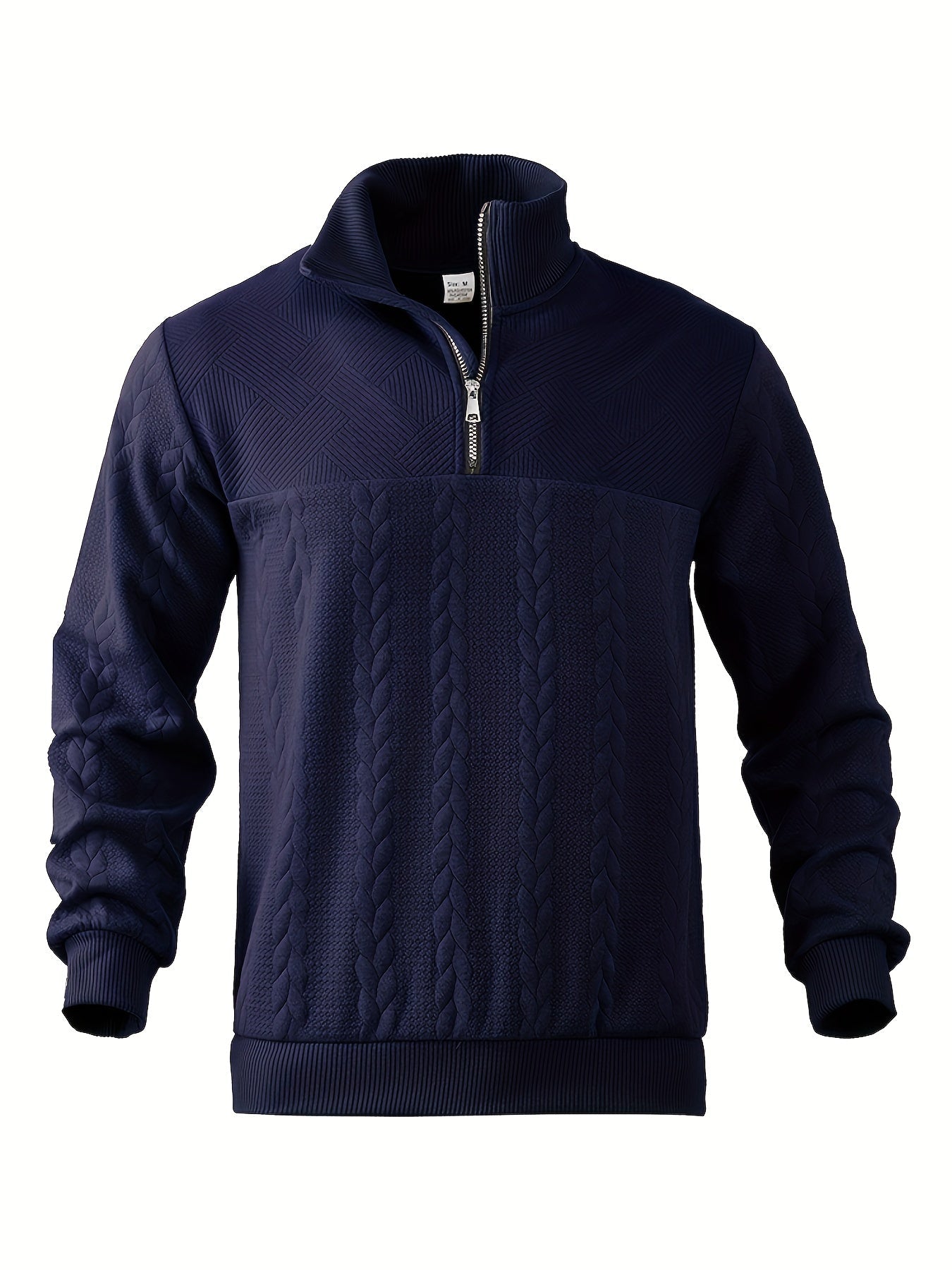 Men's Vintage Casual High Sweater with Stand-Up Collar and Zipper