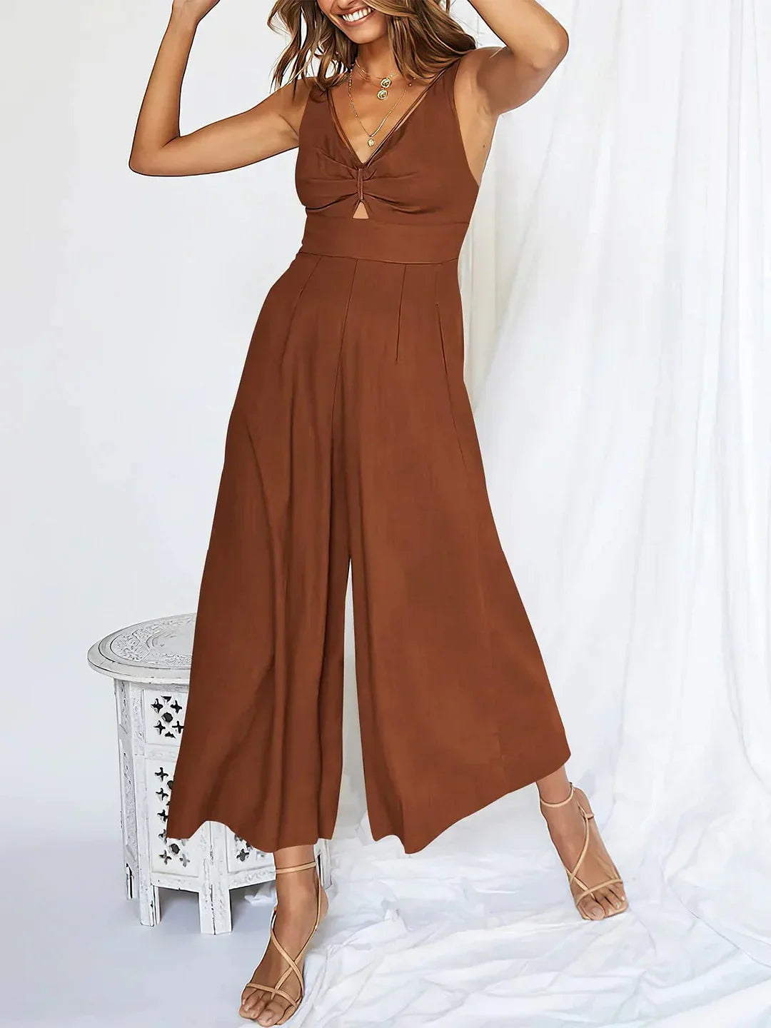 Variant image for Women's Elegant High-Quality Jumpsuit with V-Neck and High Waist-21