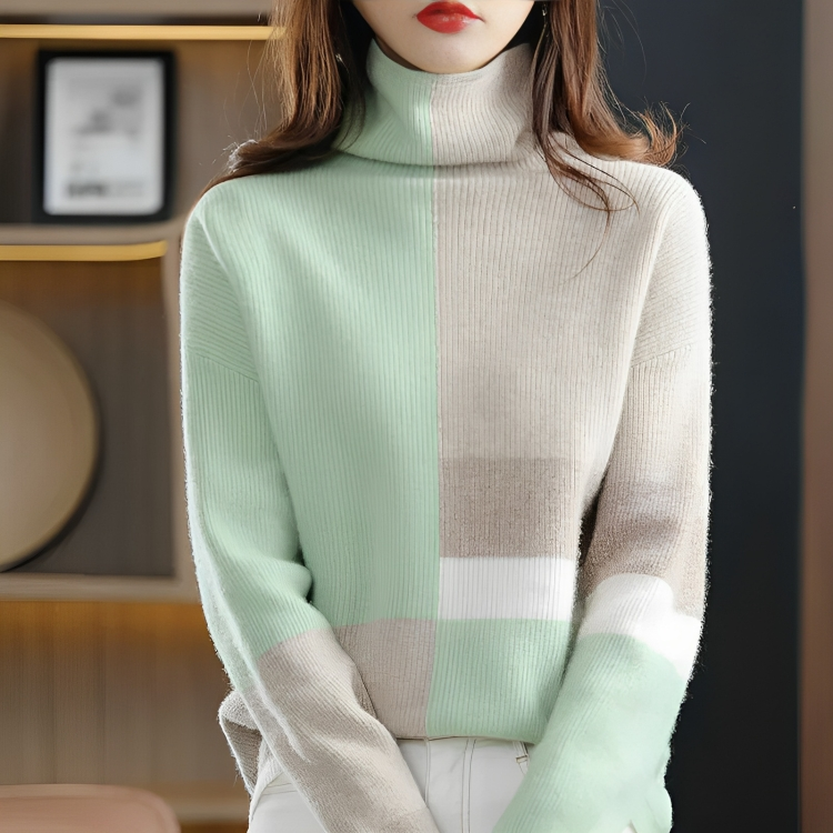 Variant image for Women's Cozy Soft Acrylic Sweater with Contrast Color Design-16