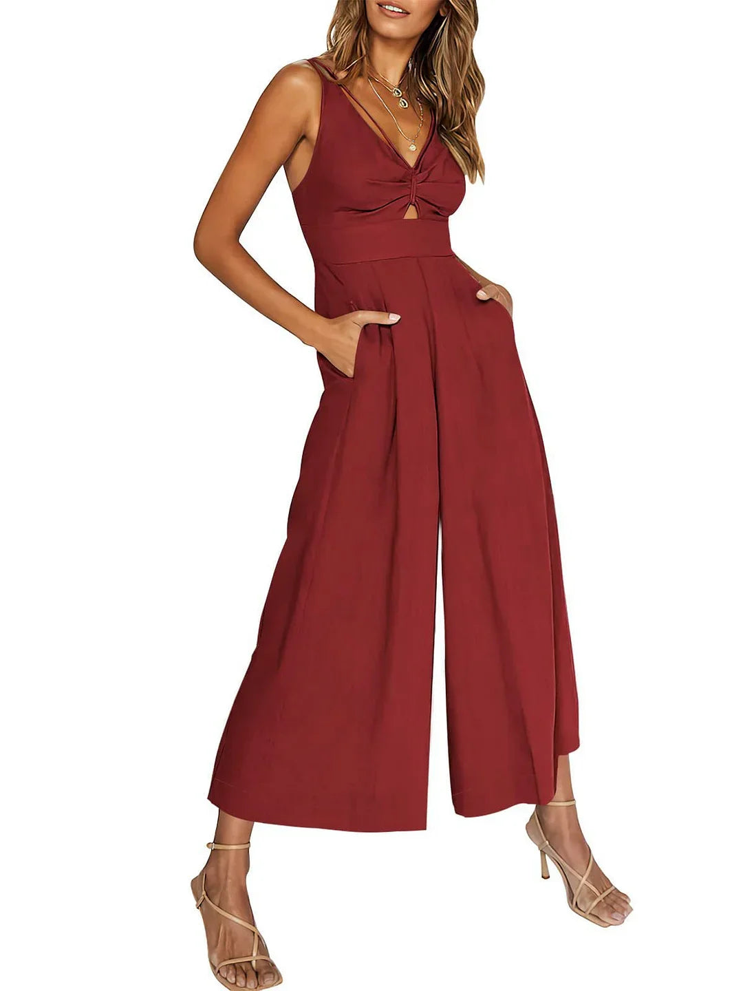 Variant image for Women's Elegant High-Quality Jumpsuit with V-Neck and High Waist-31