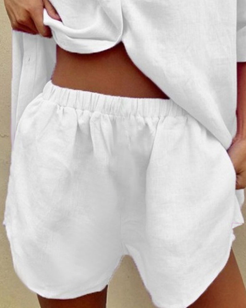 Women's Chic Breathable Fabric Shirt with Shorts