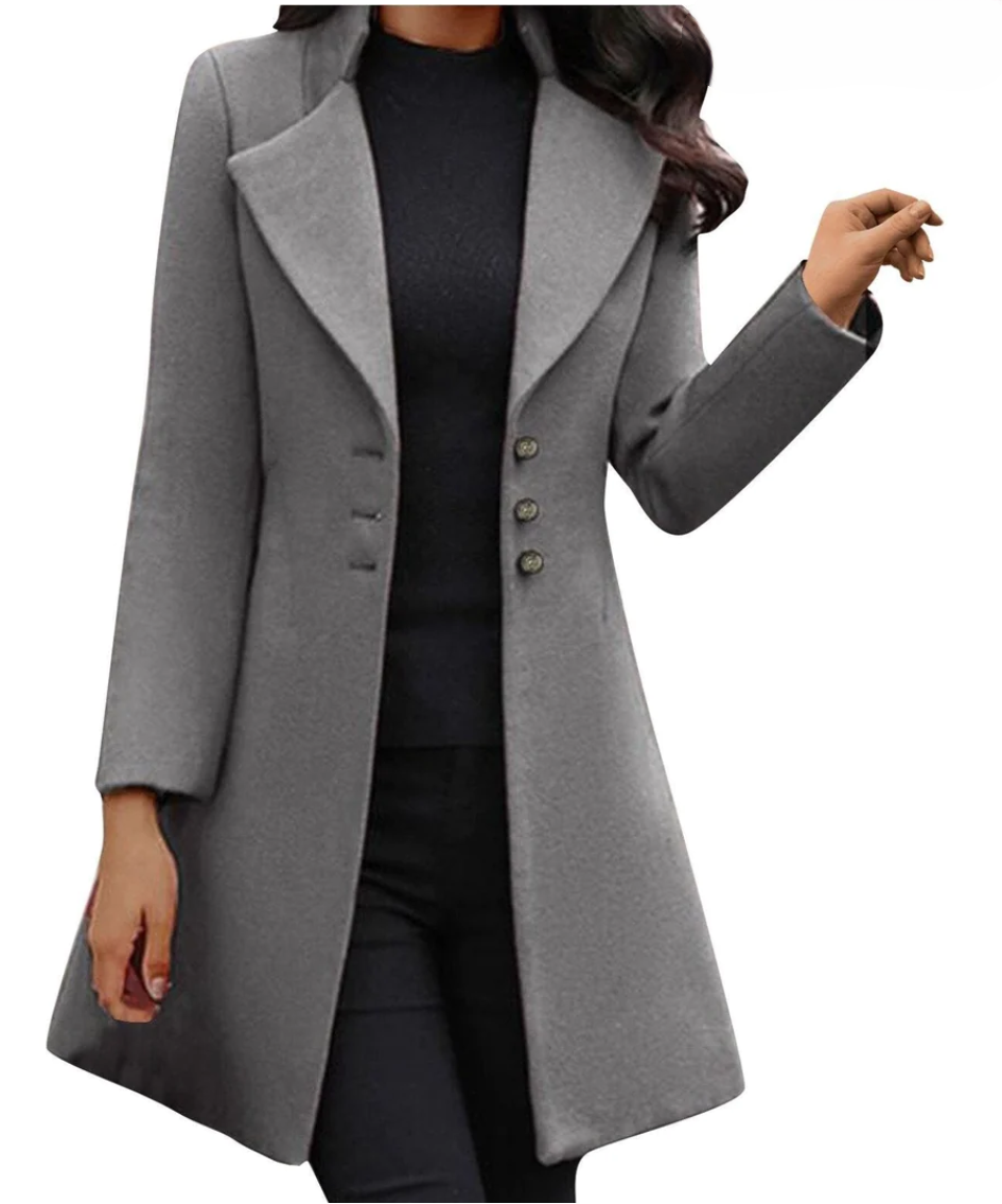 Women's Elegant Italian Wool Coat with Long Sleeves