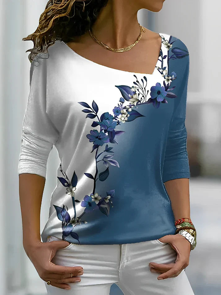 Variant image for Women's Playful Cotton T-Shirt with Floral Pattern-6