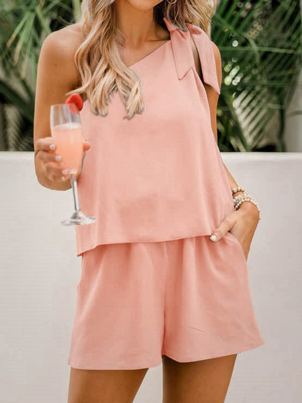 Variant image for Women's Comfortable Polyester Two-Piece Short Set with Side Pockets-2