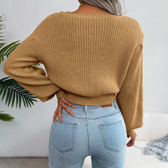 Women's Stylish Soft Sweater with Braided Accents