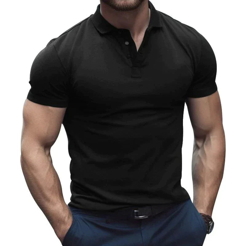 Men's Trendy Cotton Polo Shirt with Short Sleeves for Casual Wear