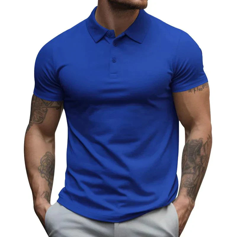 Men's Trendy Cotton Polo Shirt with Short Sleeves for Casual Wear