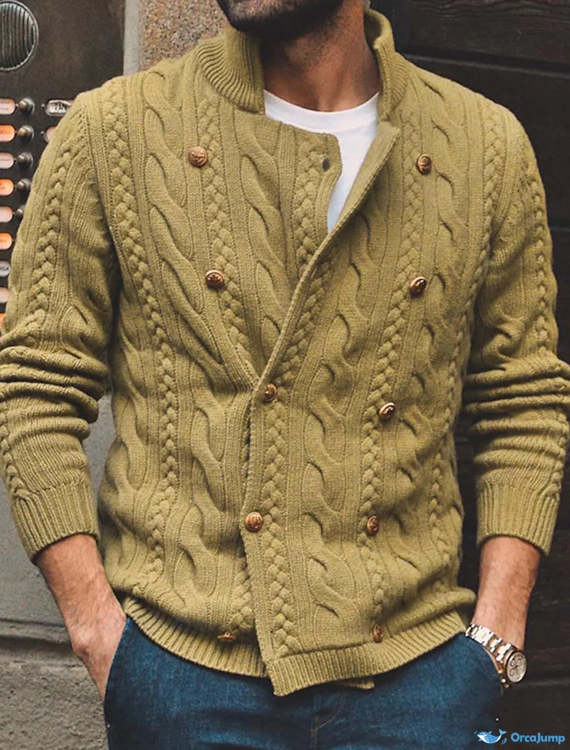 Variant image for Men's Modern Soft Ribbed Knit Sweater with Long Sleeves-1