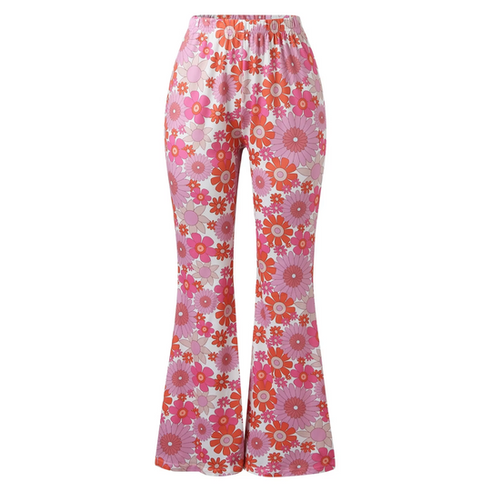 Women’s Trendy High Waisted Flared Pants with Floral Print | Perfect for All Seasons
