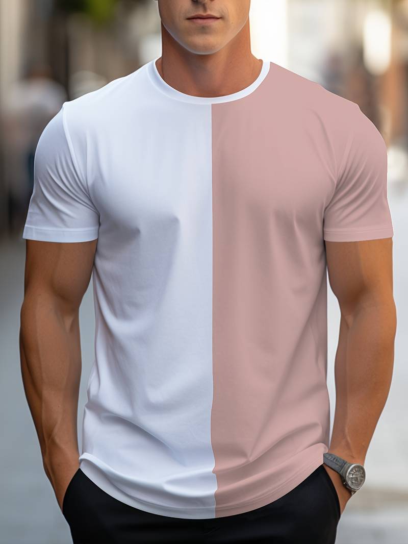 Variant image for Men's Trendy Cotton T-Shirt with Color Block Design-17