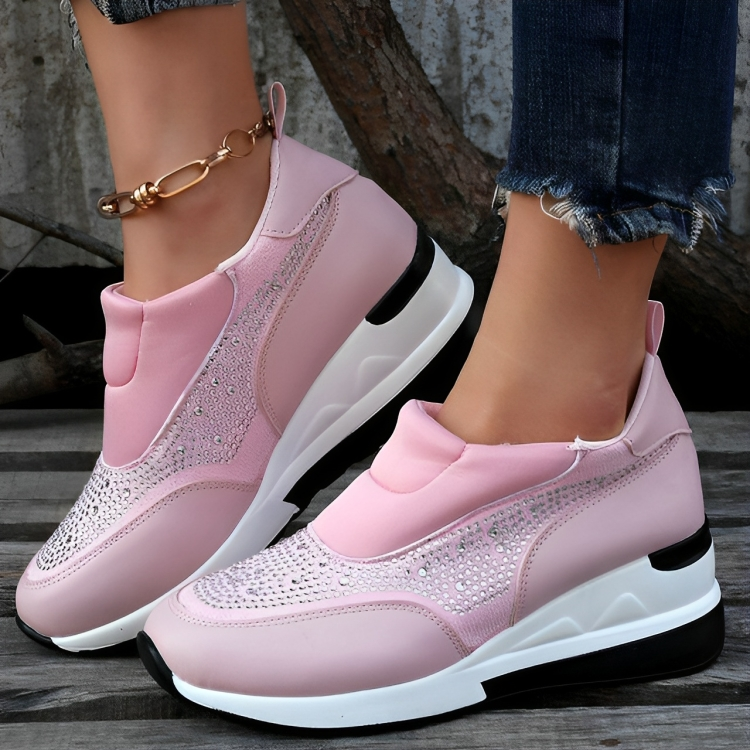 Variant image for Women's Stylish PU Leather Sneakers with Glitter Accents-19