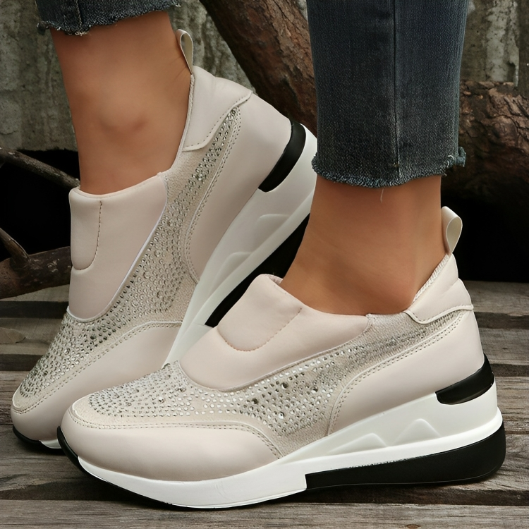 Variant image for Women's Stylish PU Leather Sneakers with Glitter Accents-10