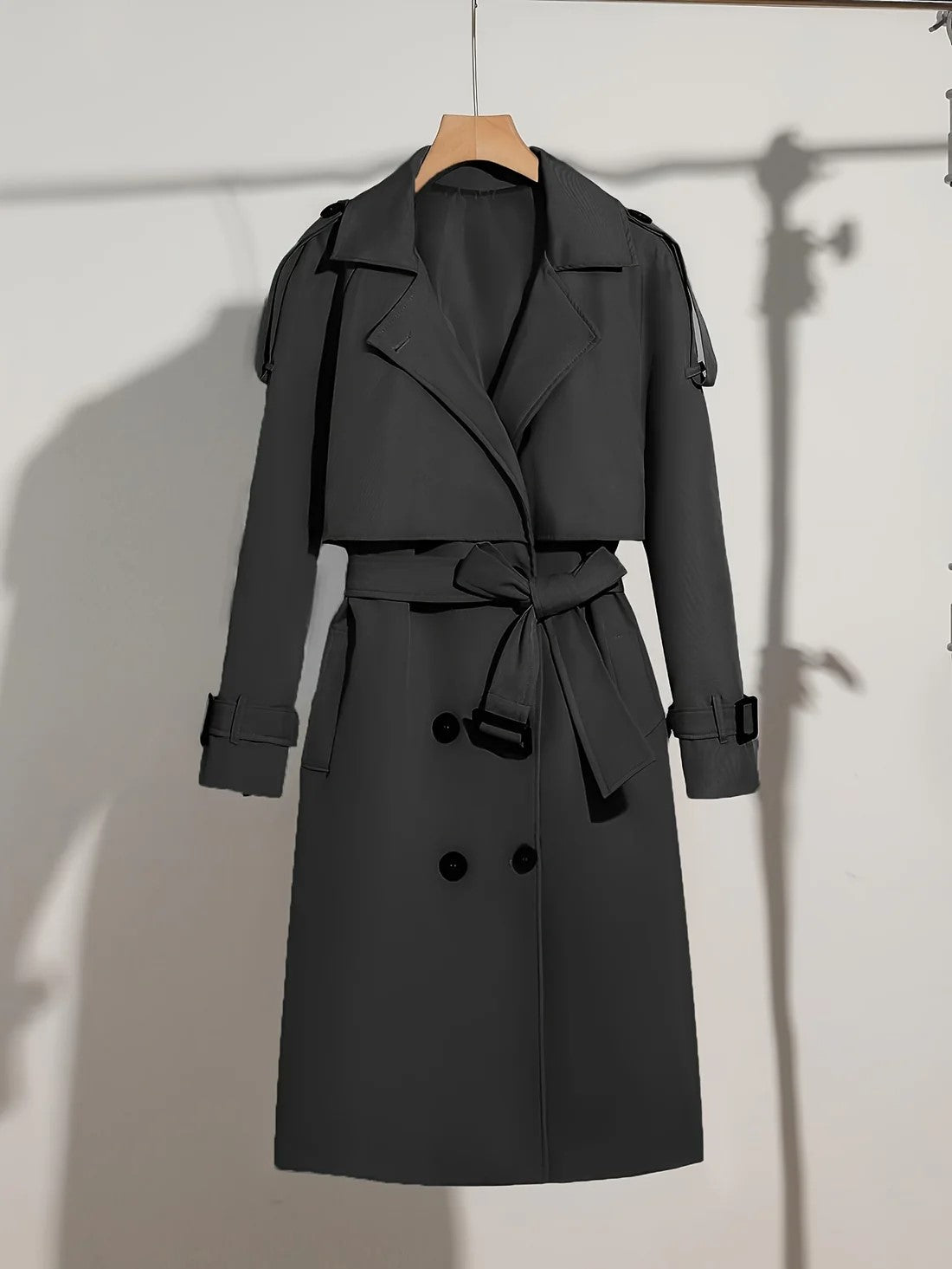 Plus Size Casual Trench Coat with Belted Detail for Women | Perfect for Winter / Fall