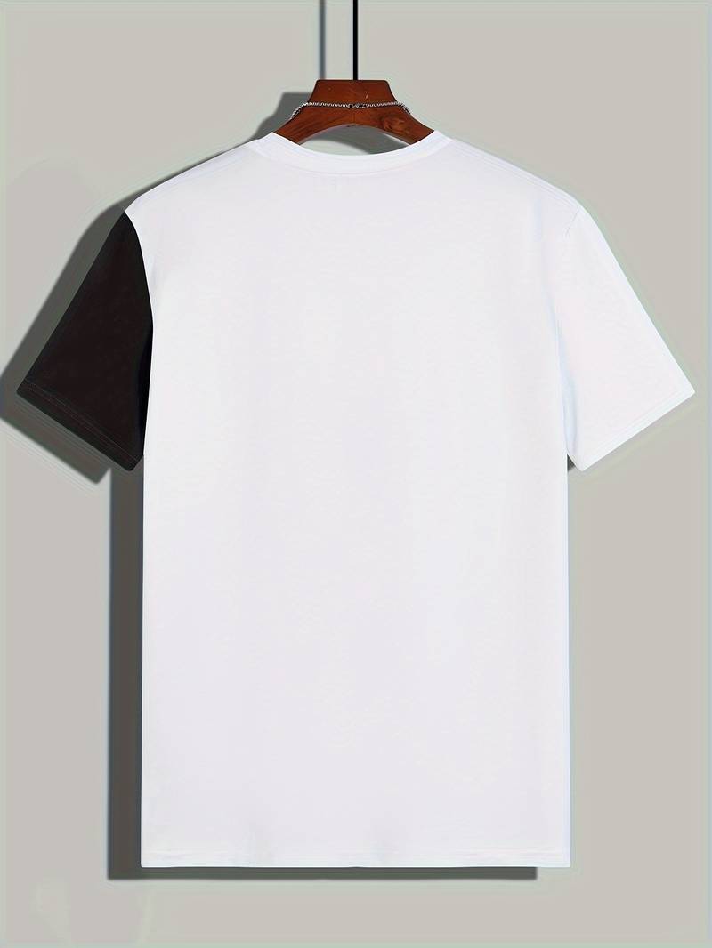 Men's Trendy Cotton T-Shirt with Color Block Design