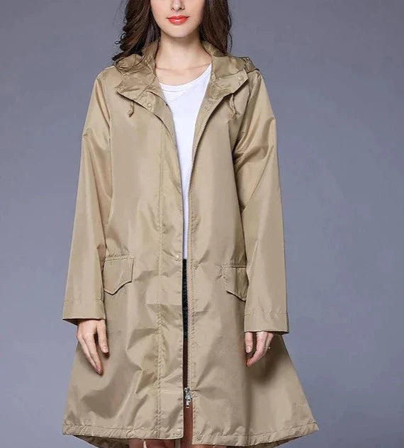 Women’s Casual Waterproof Zip-up Rain Jacket with Pocket | Perfect for All Seasons