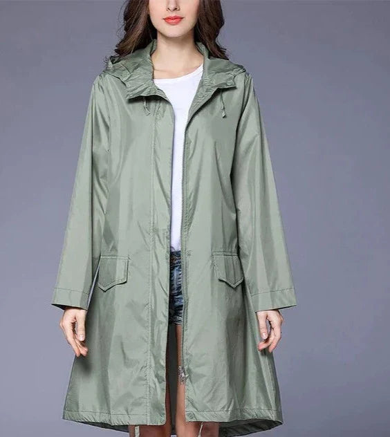 Women’s Casual Waterproof Zip-up Rain Jacket with Pocket | Perfect for All Seasons
