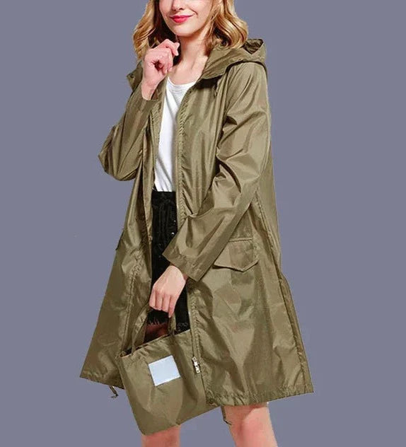 Women’s Casual Waterproof Zip-up Rain Jacket with Pocket | Perfect for All Seasons