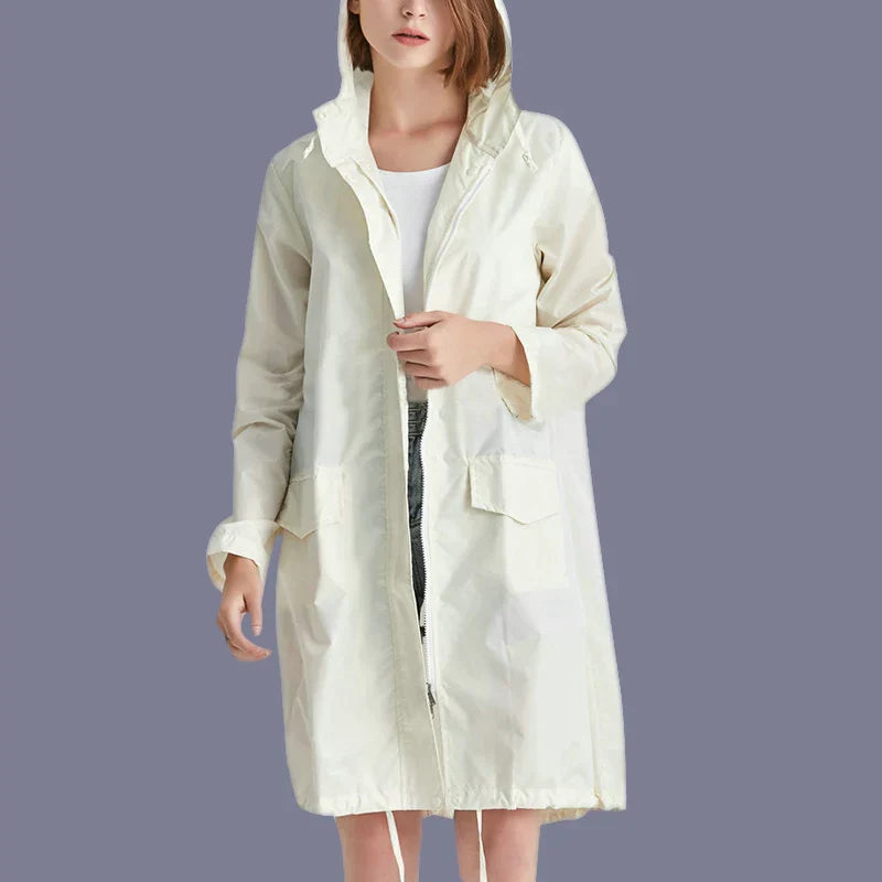 Women’s Casual Waterproof Zip-up Rain Jacket with Pocket | Perfect for All Seasons