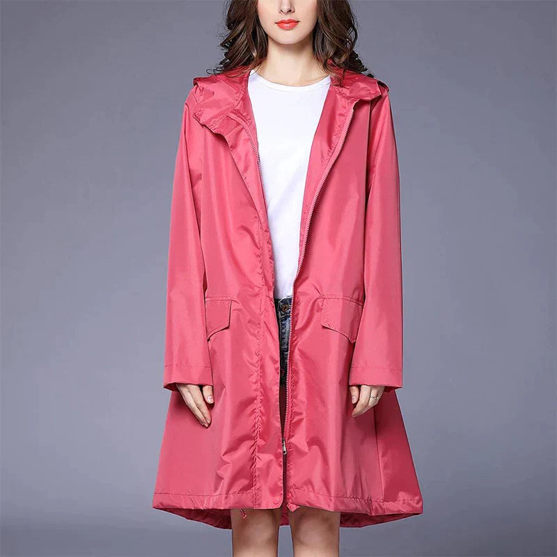 Women’s Casual Waterproof Zip-up Rain Jacket with Pocket | Perfect for All Seasons