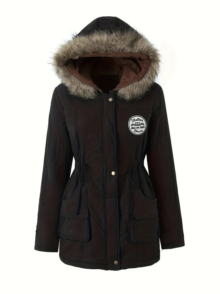 Elegant Fleece Parka with Vegan Fur Detailing for Women | Ideal for Winter